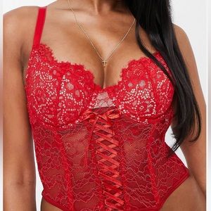 ASOS Fuller Bust Beaux Lace up Lace Corset Top